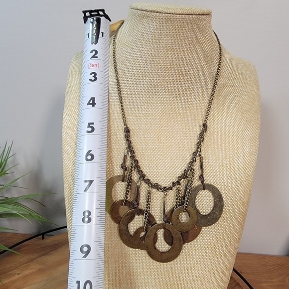 NEW Decree Boho Necklace Metal Loops and chain statement Bib Necklace - Picture 7 of 17